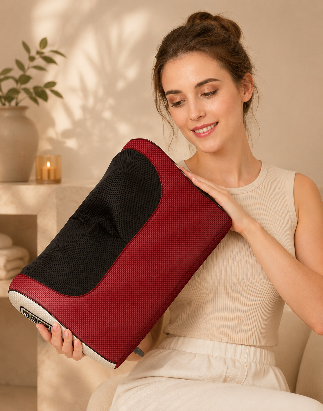 Almohada Masajeadora Eléctrica con Calor — Alivio Inmediato