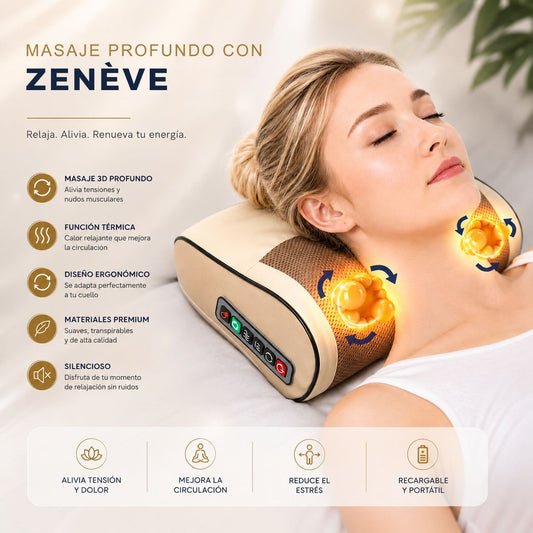 Almohada Masajeadora Eléctrica con Calor — Alivio Inmediato